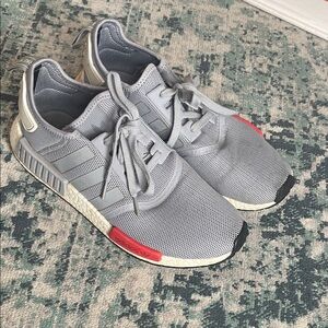 Adidas Light Gray and Red Athletic Shoes